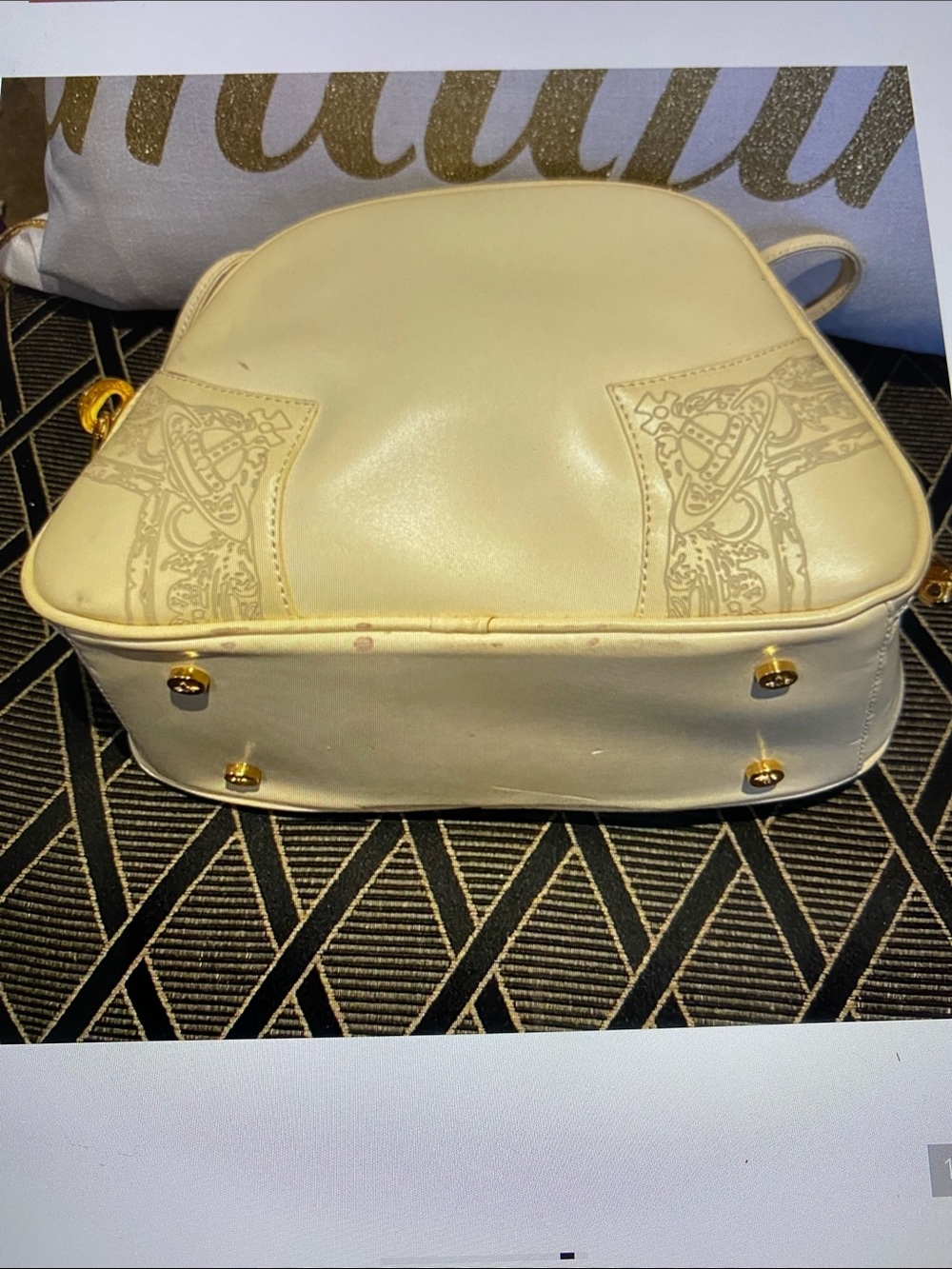Vivienne Westwood Vintage Off White Gold Logo Hardware Pink Logo Interior Bag - Picture 15 of 16